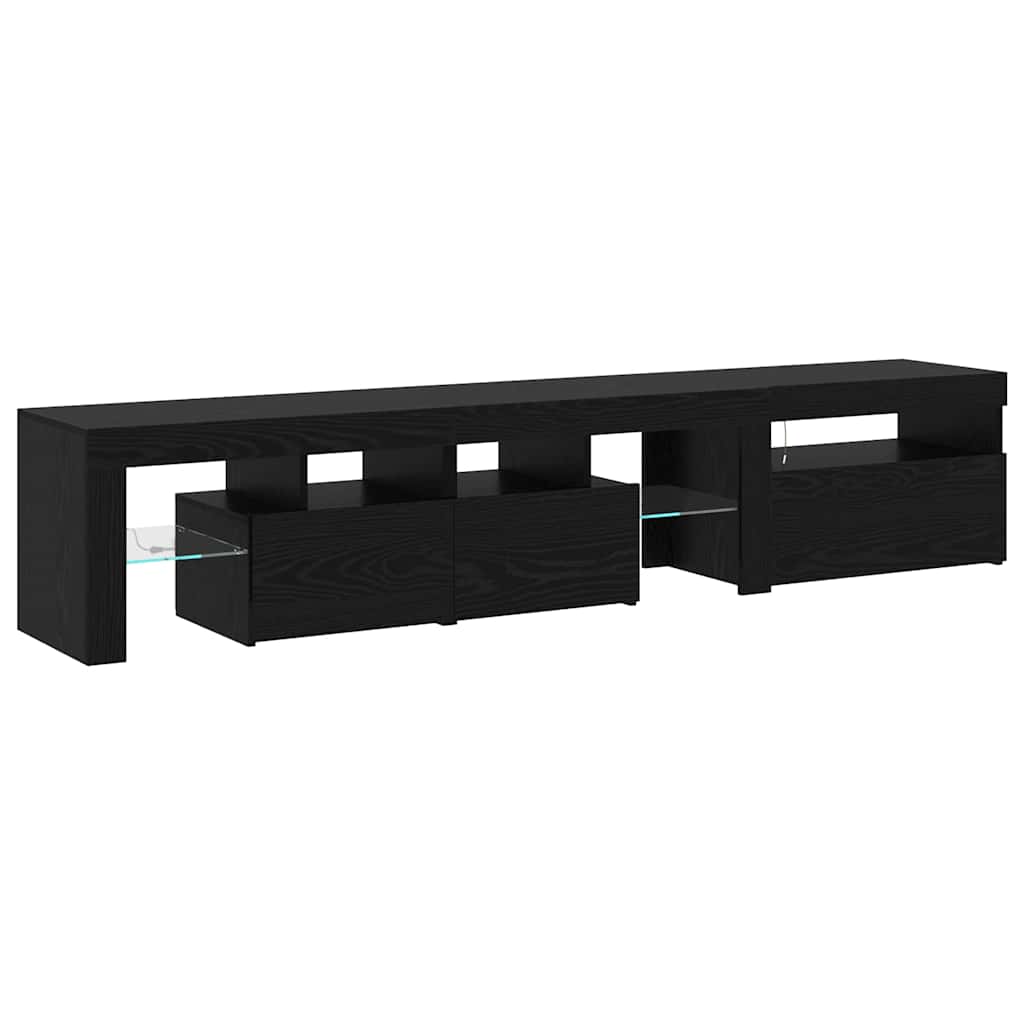 vidaXL TV Cabinet 2 pcs Black Oak 200 x 37 x 40 cm Engineered Wood
