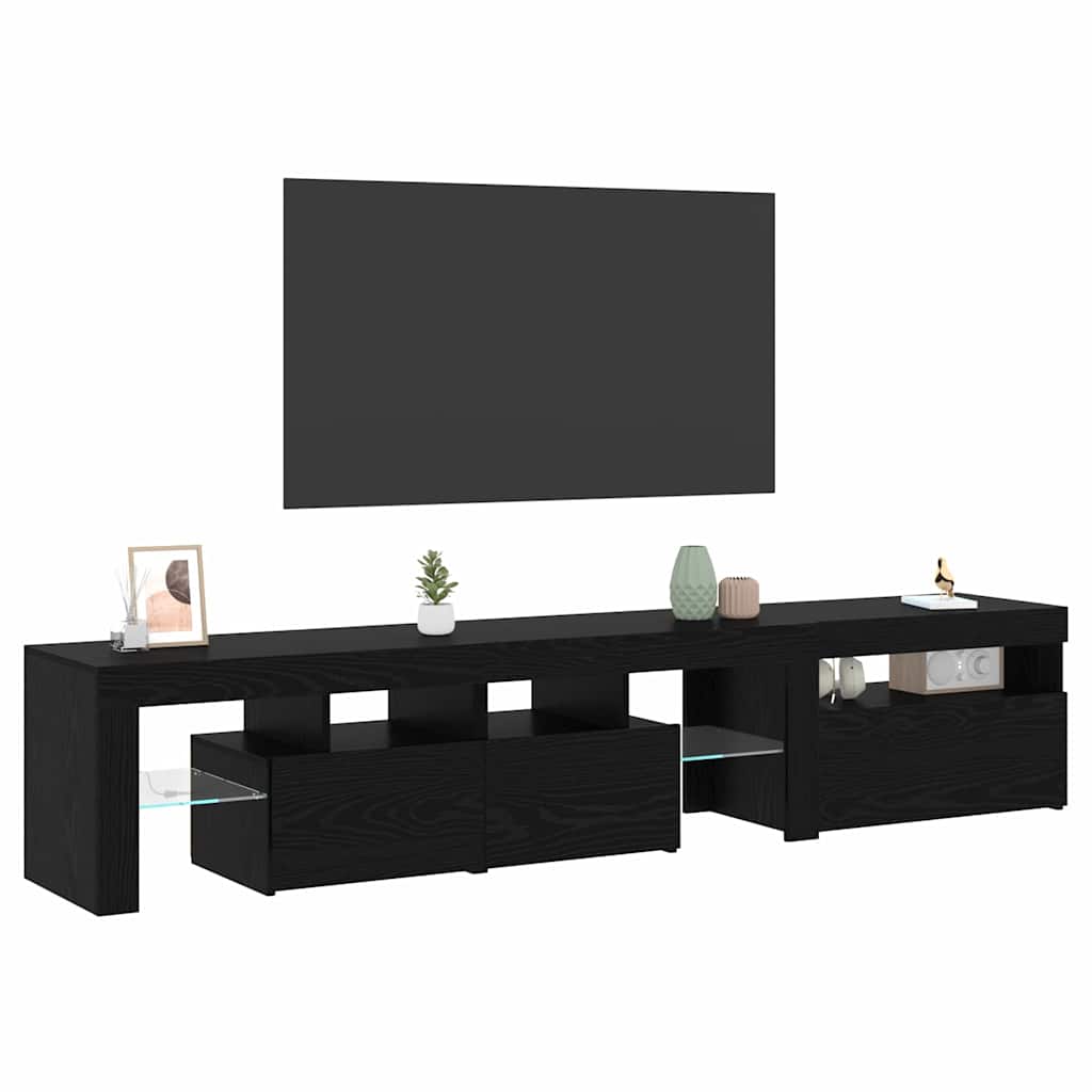vidaXL TV Cabinet 2 pcs Black Oak 200 x 37 x 40 cm Engineered Wood