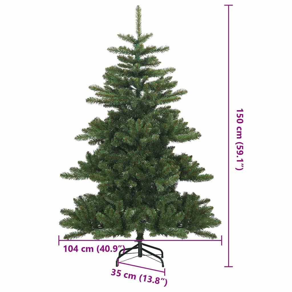 vidaXL Artificial Hinged Christmas Tree Green 150 cm PVC, steel