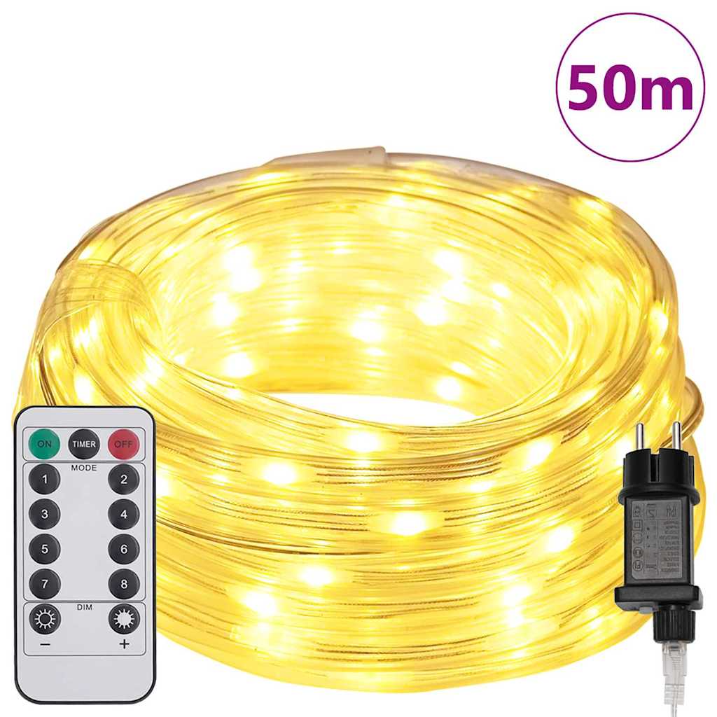 vidaXL Rope Light with 1200 LEDs Warm White 50 m PVC