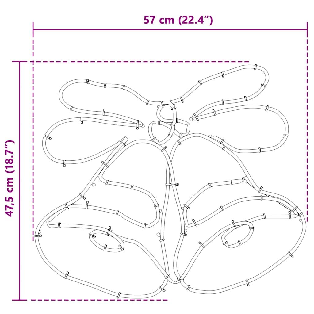 vidaXL Christmas Bell with 144 LEDs Multicolour 56 x 46 cm PVC